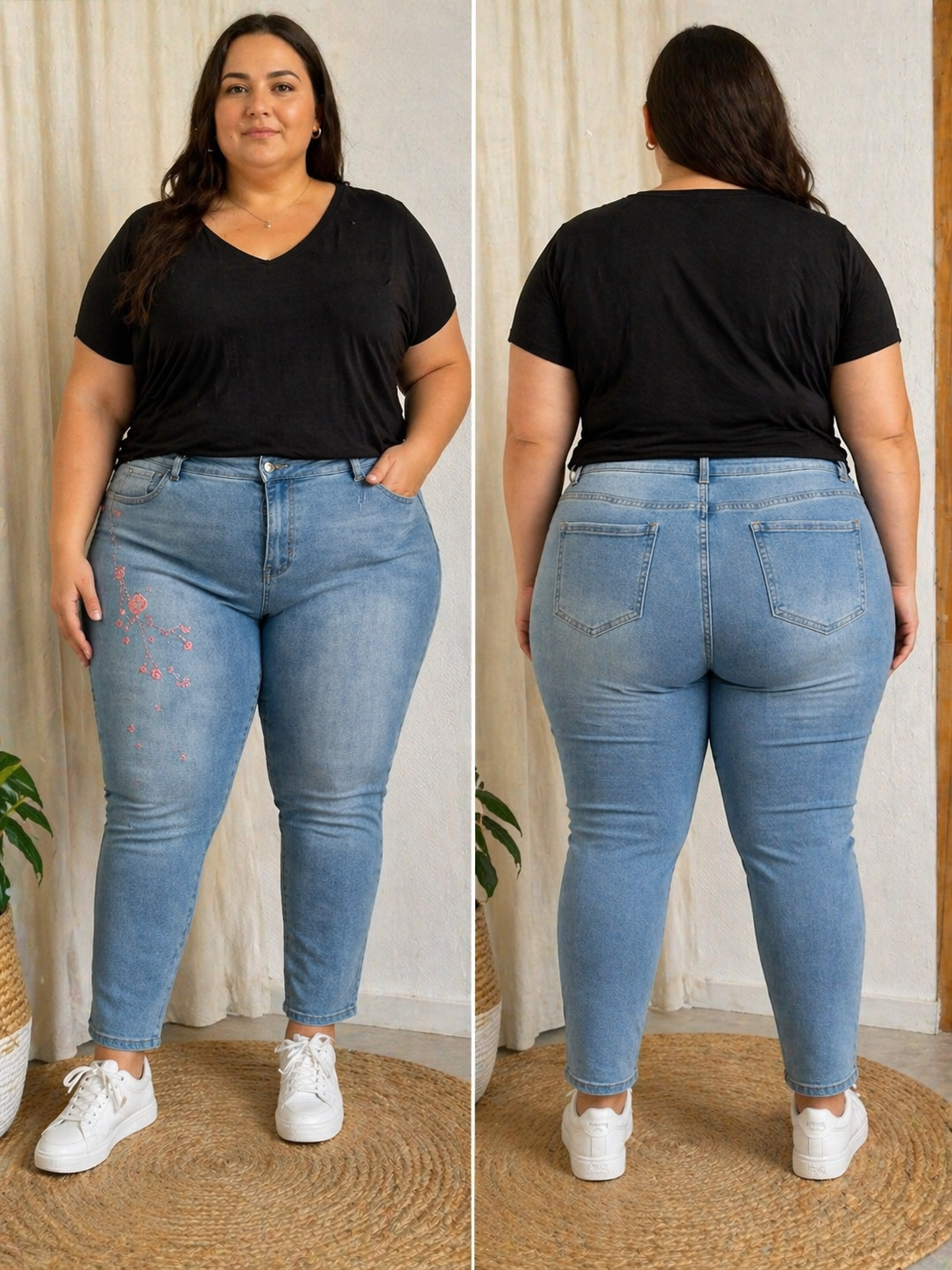 Jeans Fleur avec strass Mobelle