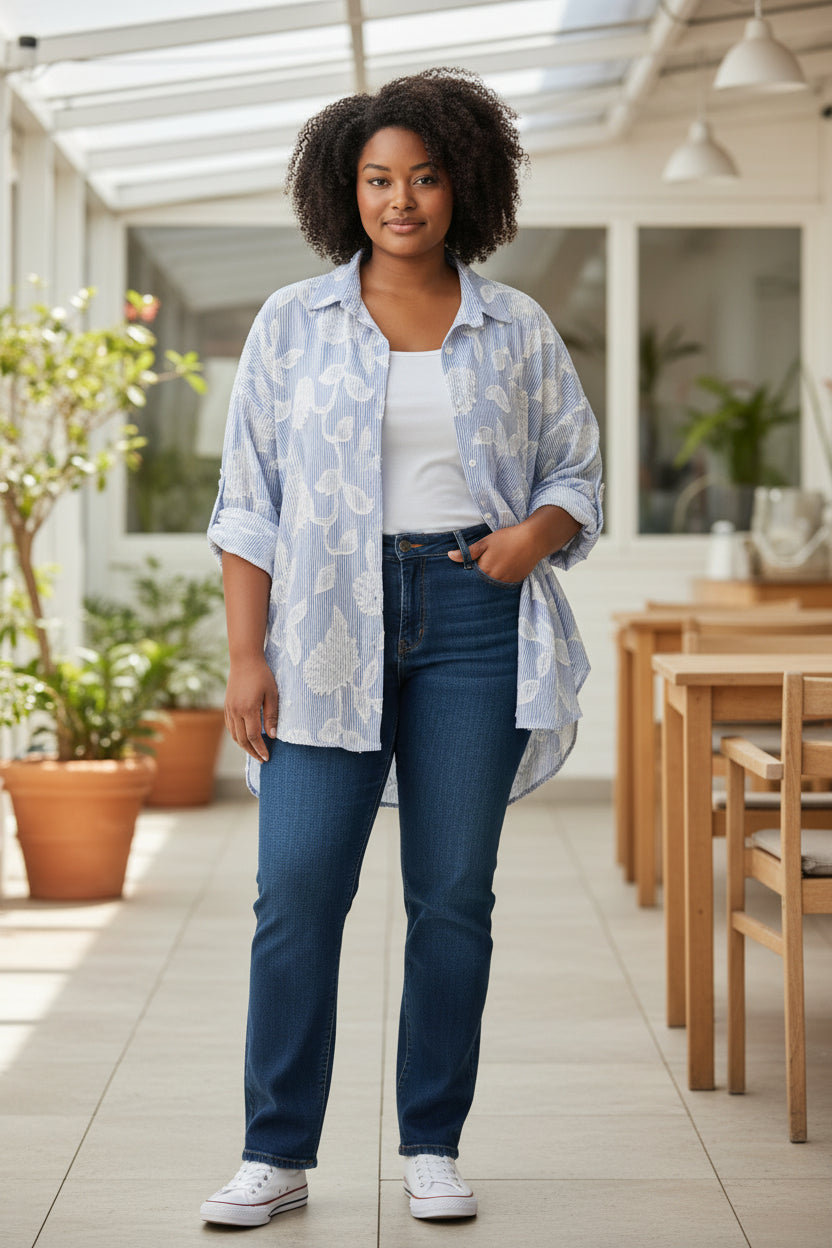 Chemise rayée à fleurs Mobelle