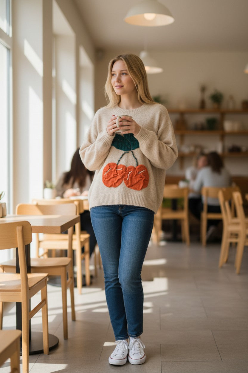 Pull laine cerise Mobelle