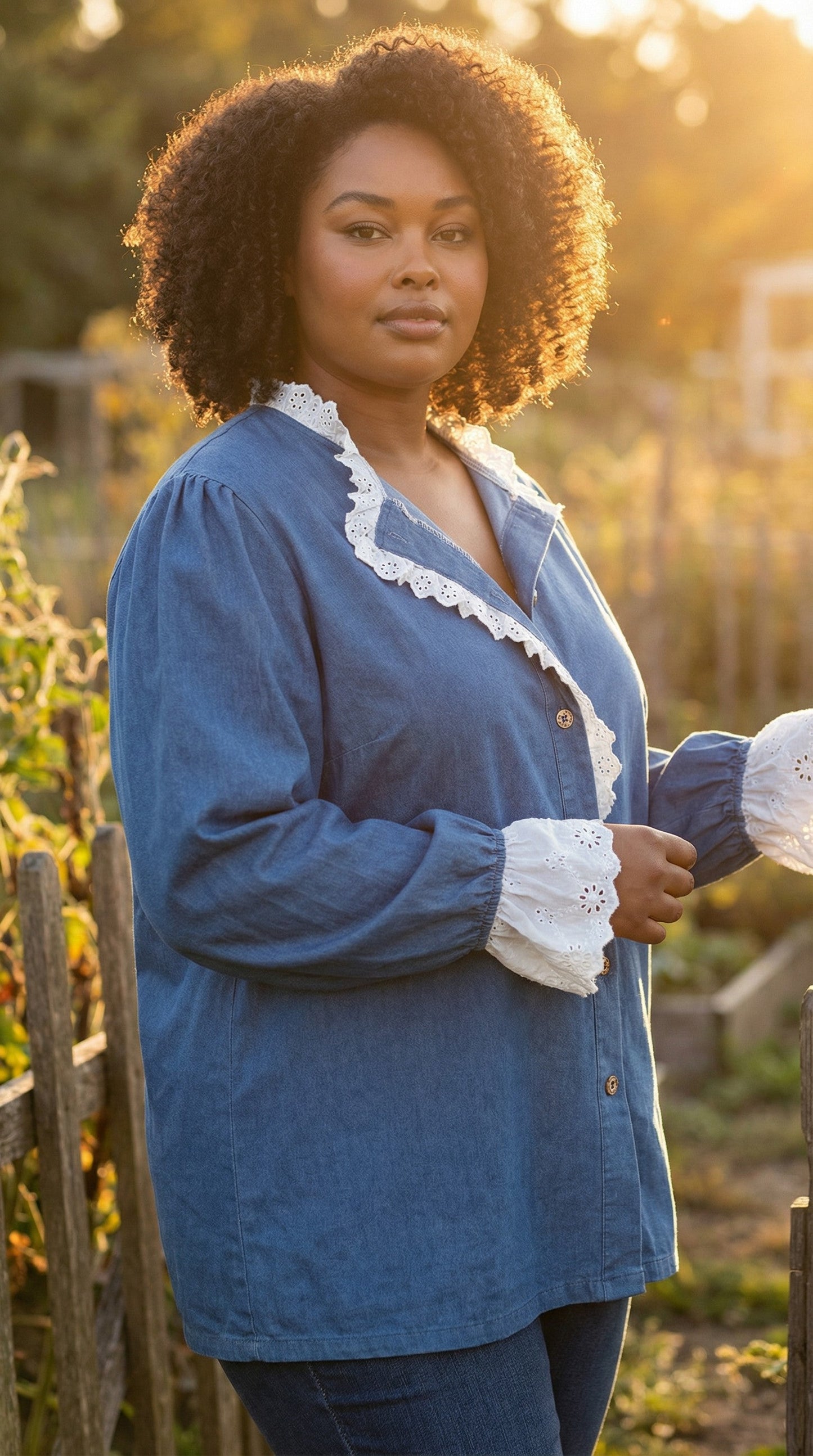 Chemise bleu dentelle Mobelle