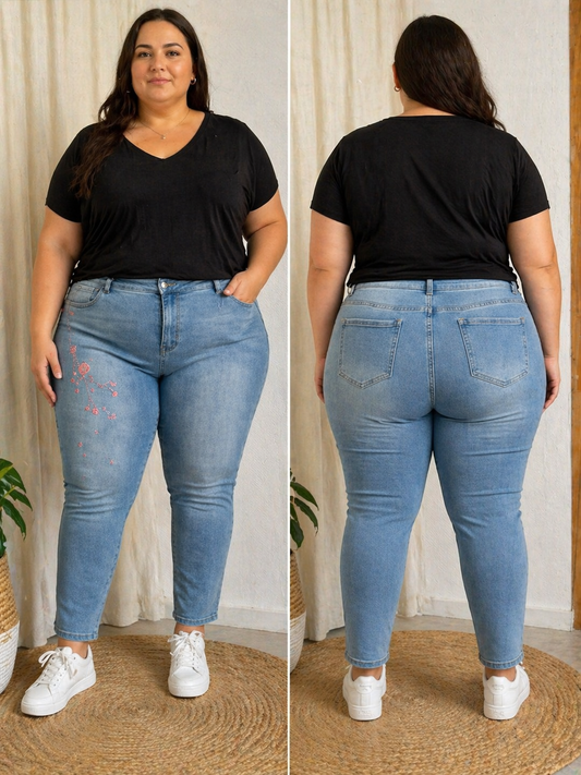 Jeans Fleur avec strass Mobelle