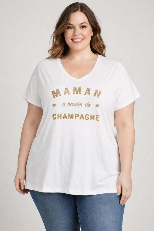 T-shirt "MAMAN A BESOIN DE CHAMPAGNE" Mobelle