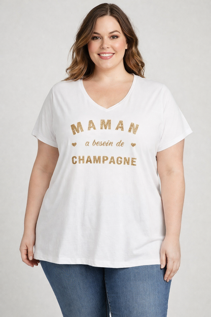 T-shirt "MAMAN A BESOIN DE CHAMPAGNE" Mobelle
