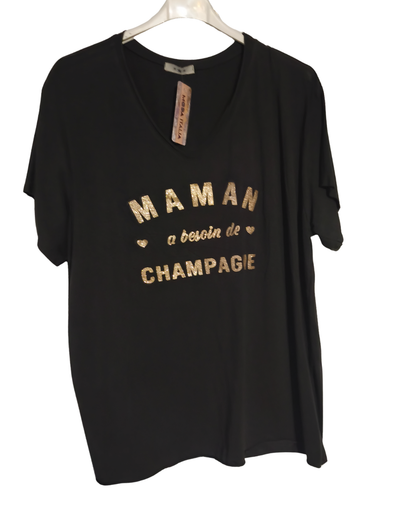 T-shirt "MAMAN A BESOIN DE CHAMPAGNE" Mobelle