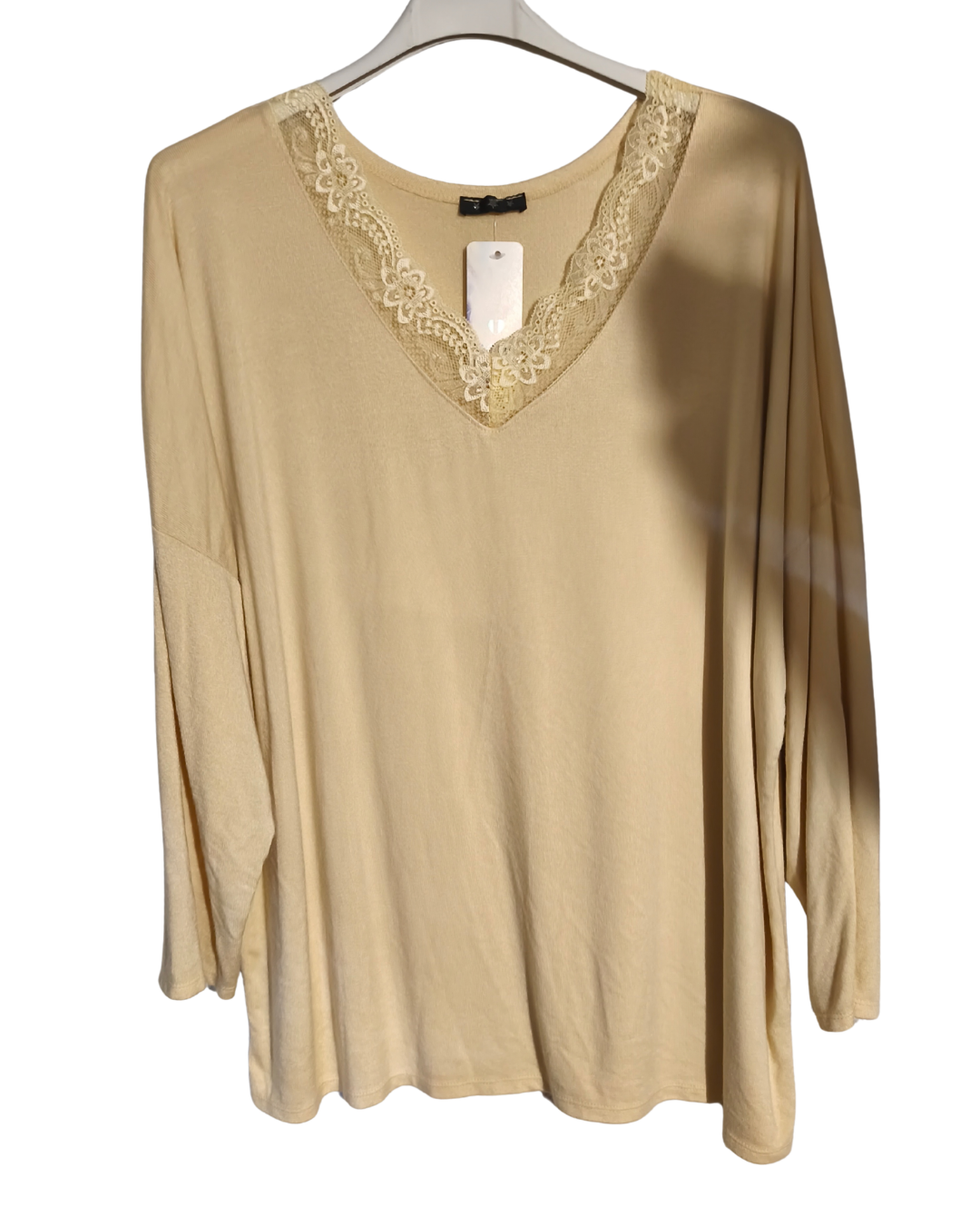 pull fin  col V dentelle Mobelle