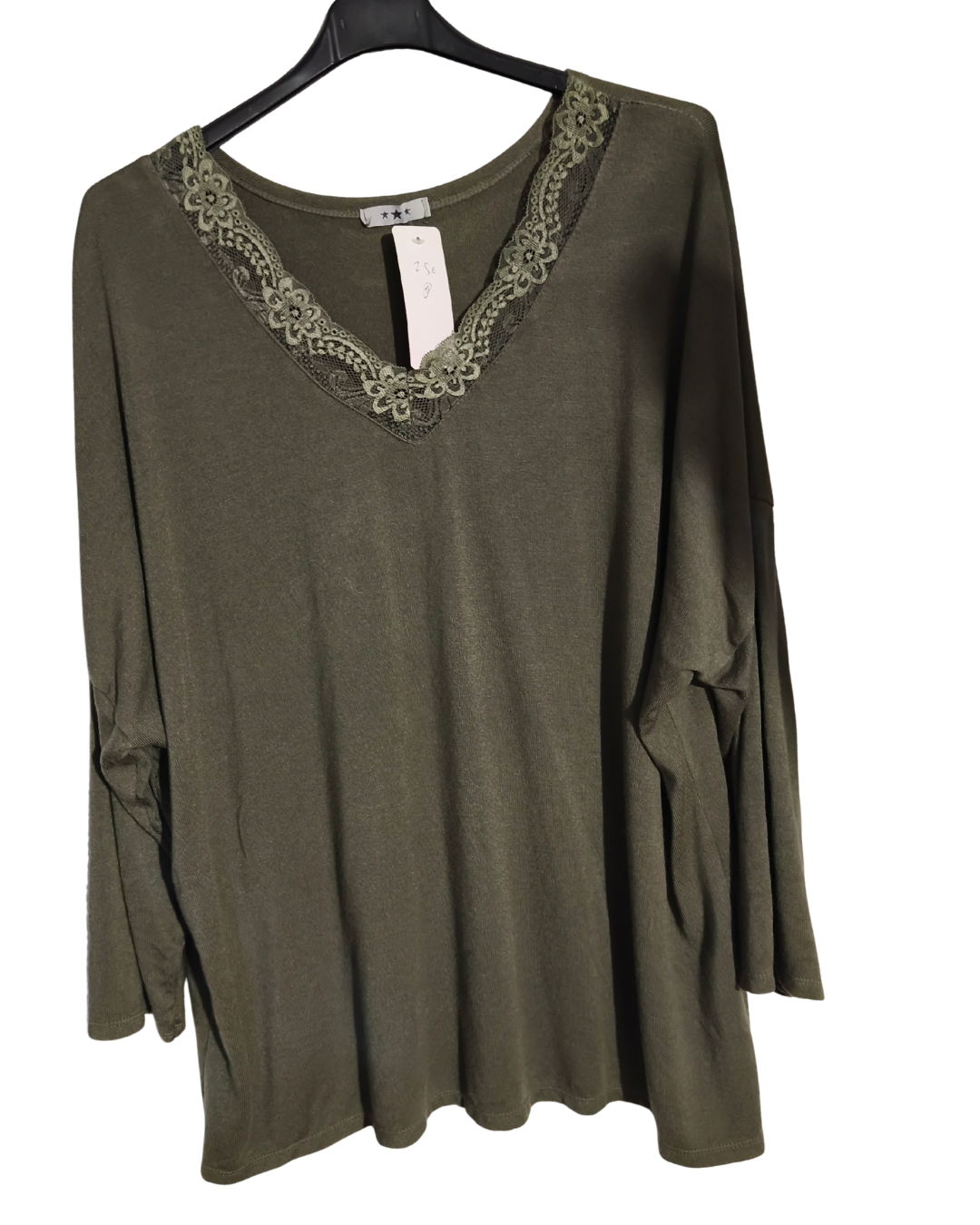 pull fin  col V dentelle Mobelle