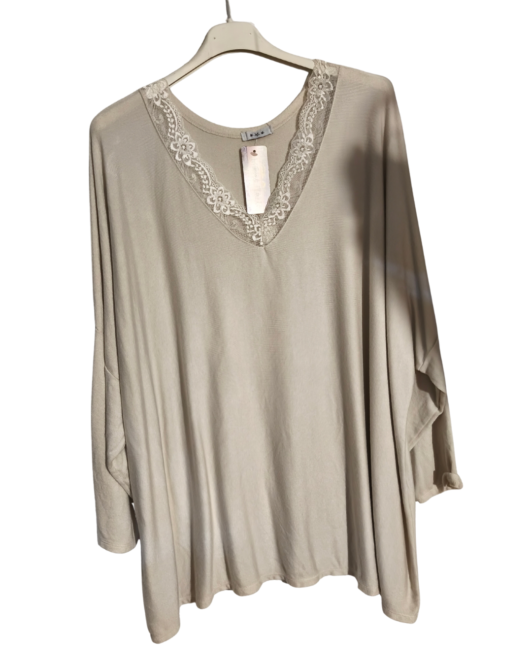 pull fin  col V dentelle Mobelle