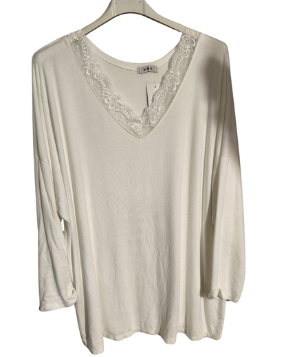 pull fin  col V dentelle Mobelle