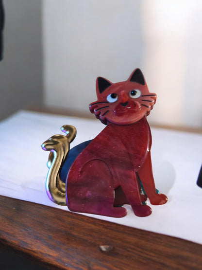 Broche aimantée chat