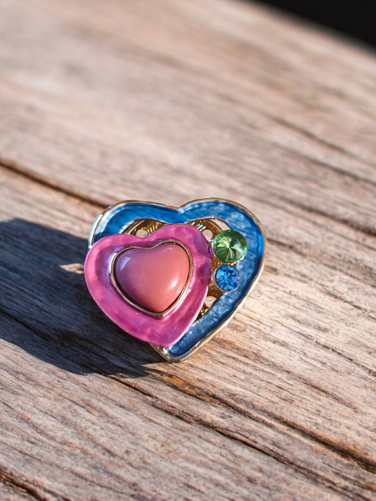 Broche aimantée double coeur - Mobelle
