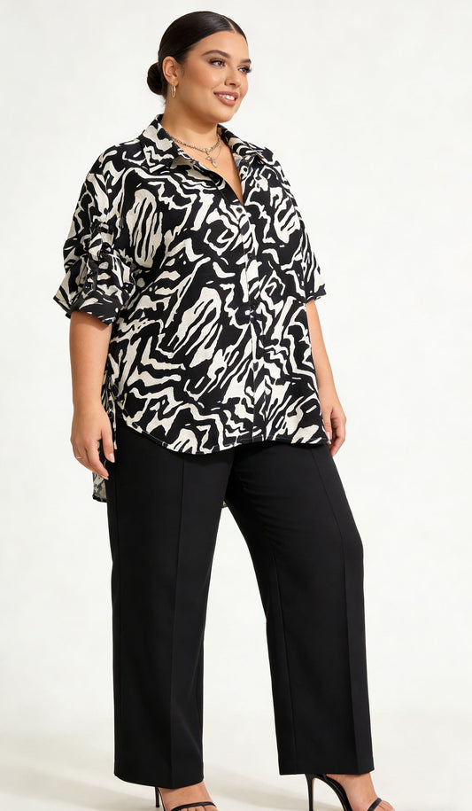 Chemise Moderne Noir & Blanc Motif Graphique Mobelle