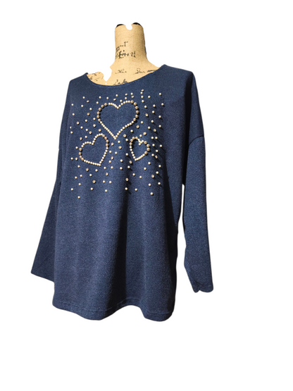 Pull Coeurs Perlé Mobelle