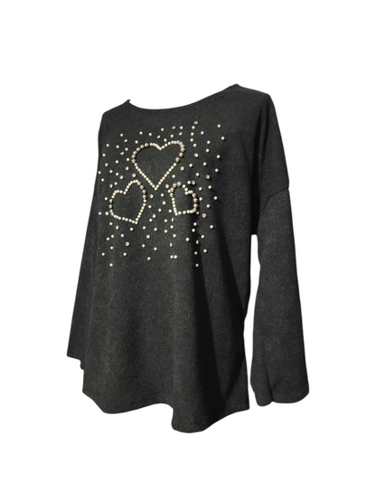 Pull Coeurs Perlé Mobelle