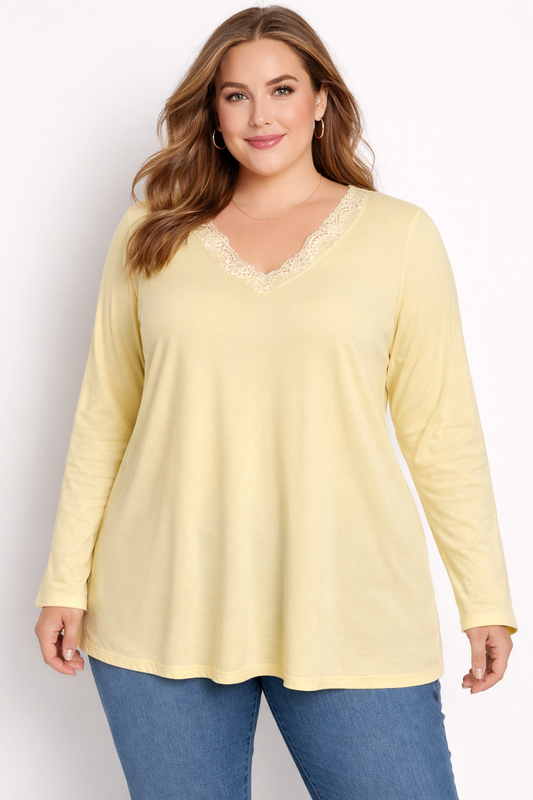 pull fin  col V dentelle Mobelle