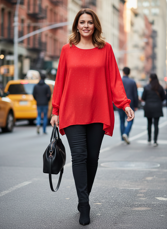 Tunique pailletée rouge Mobelle