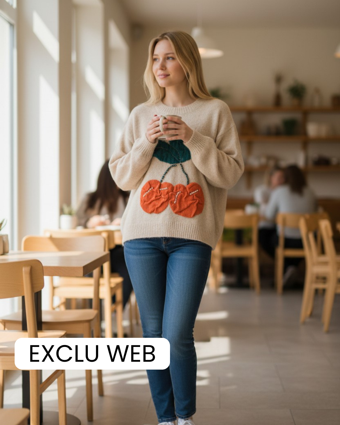 Pull laine cerise Mobelle