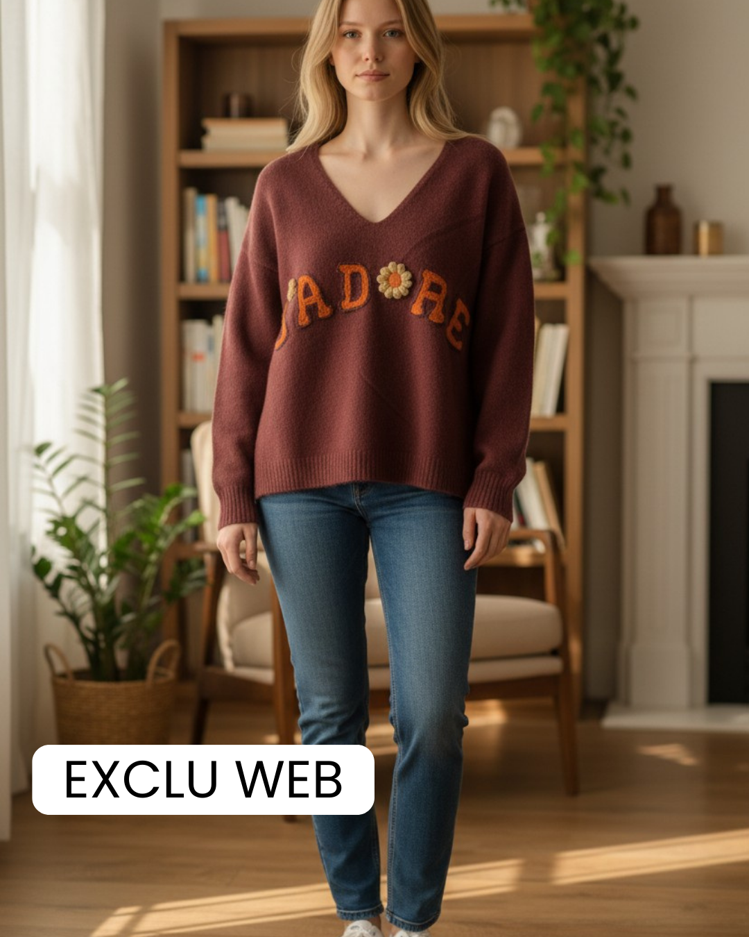 Pull col ouvert J'ADORE Mobelle