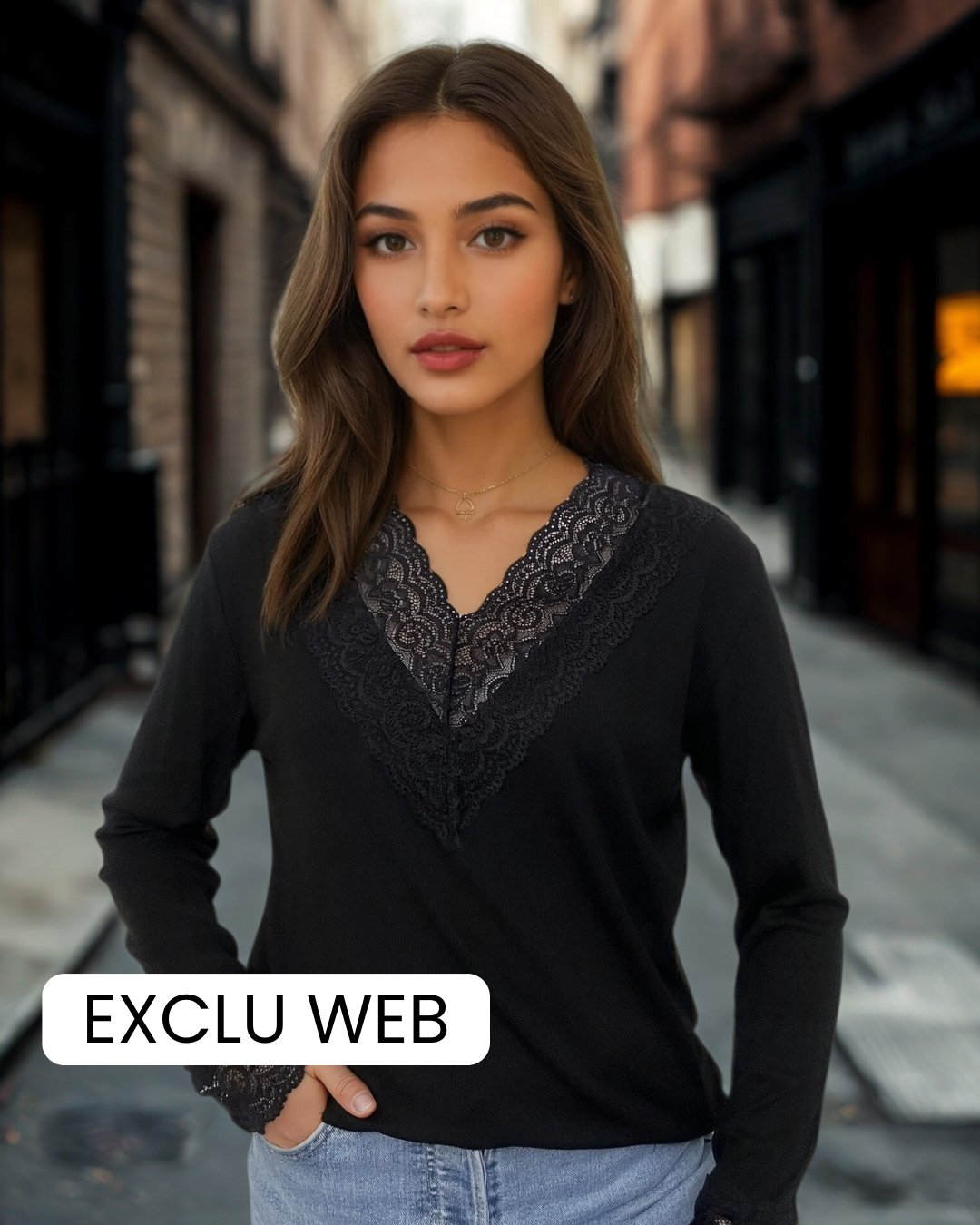 Tee shirt manches longues dentelle Mobelle