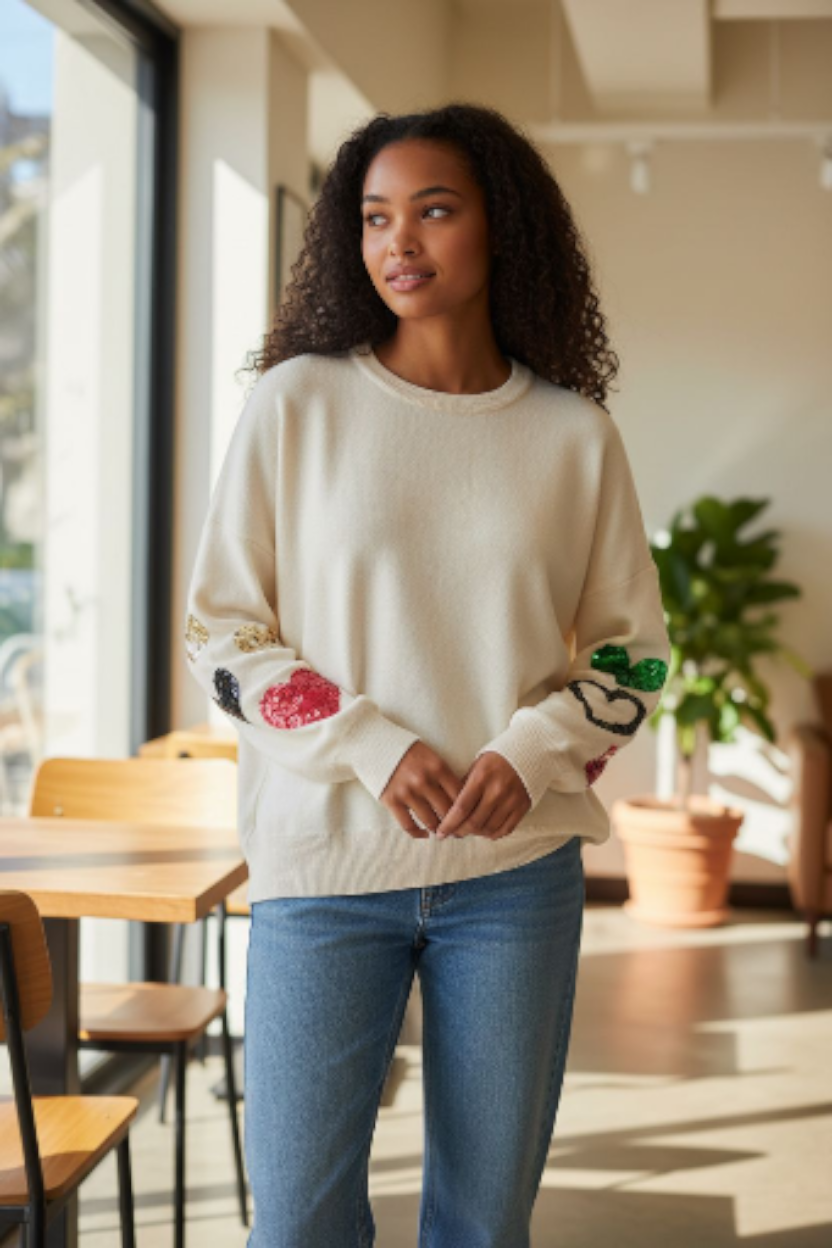 Pull coeur sequins Mobelle