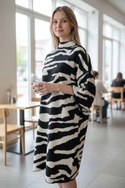 Robe pull mi-longue Zebre Mobelle