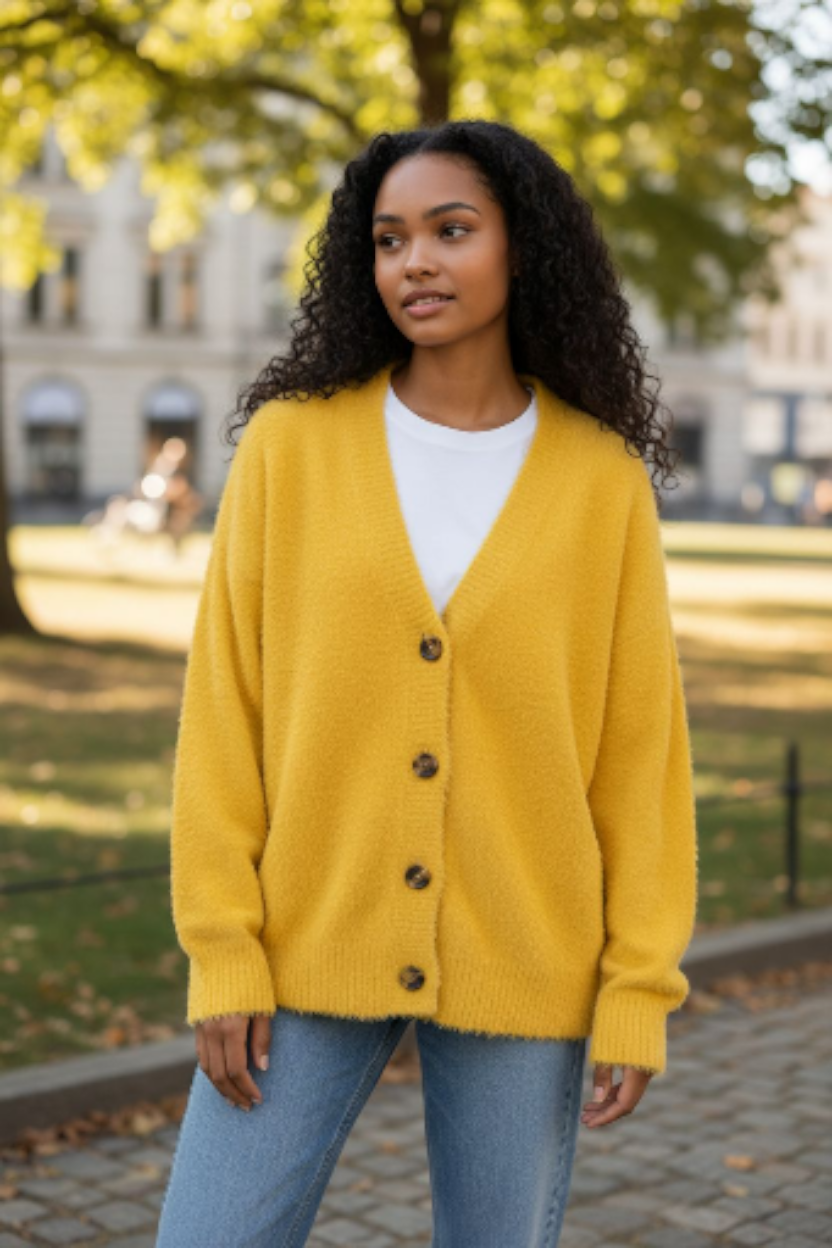 Gilet Col ouvert Jaune Mobelle