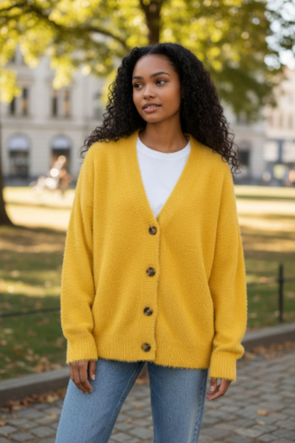 Gilet Col ouvert Jaune Mobelle