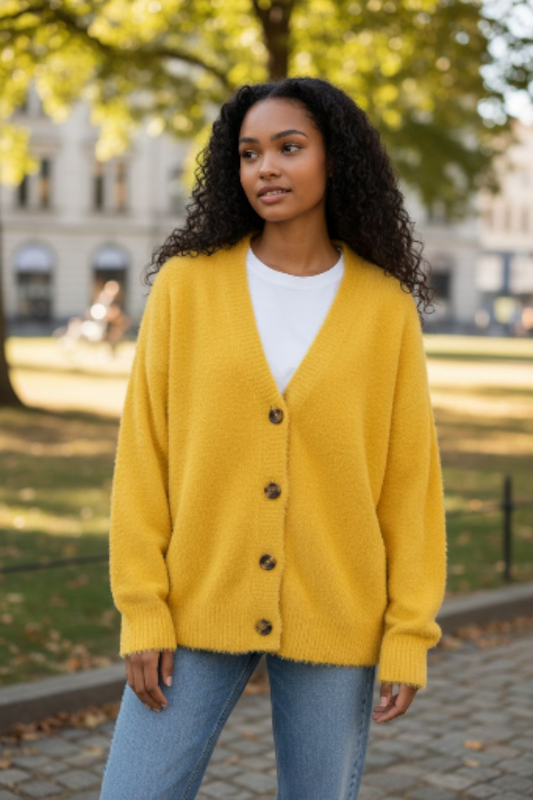 Gilet Col ouvert Jaune Mobelle