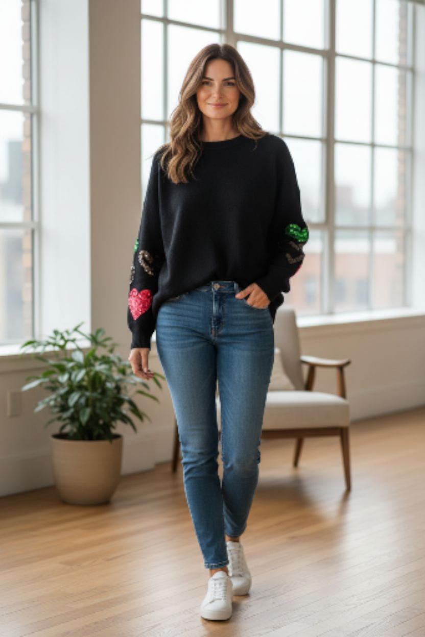 Pull coeur sequins Mobelle