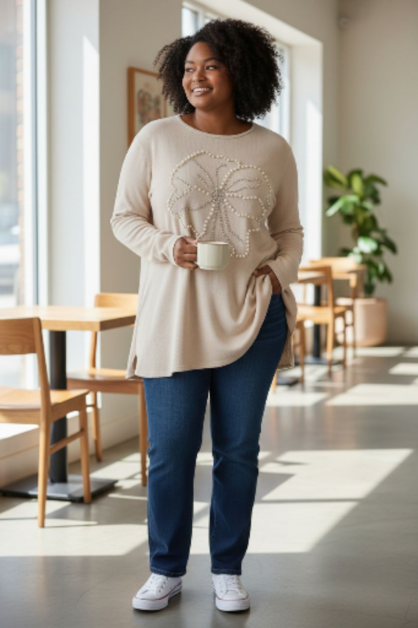 Pull Fleur perlé Mobelle