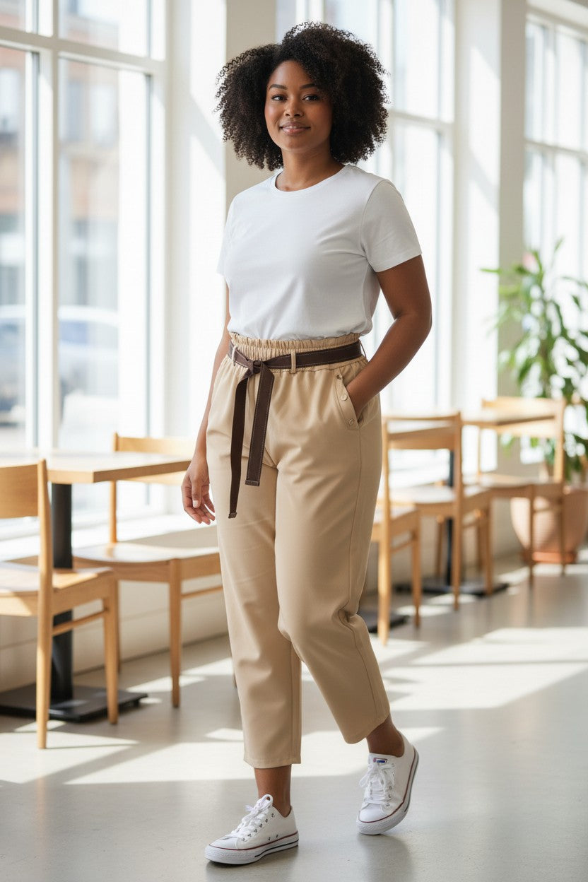 Pantalon ceinturé Mobelle