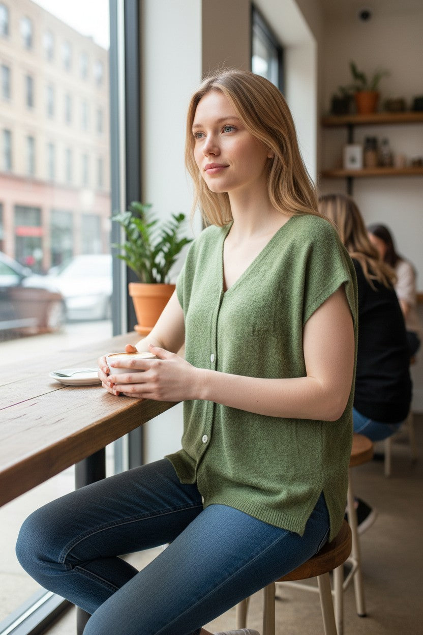 Gilet sans manches à boutons Mobelle