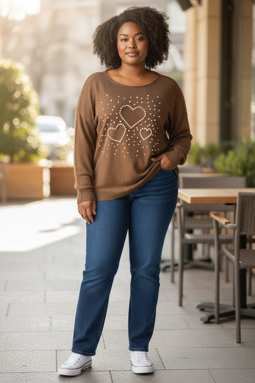 Pull Coeurs Perlé Mobelle