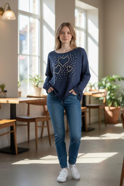 Pull Coeurs Perlé Mobelle