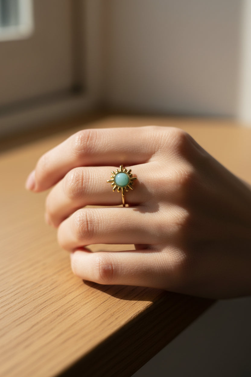 Bague éclats de perle bleu Mobelle