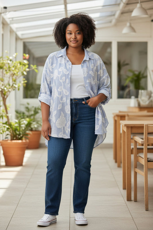 Chemise rayée à fleurs Mobelle