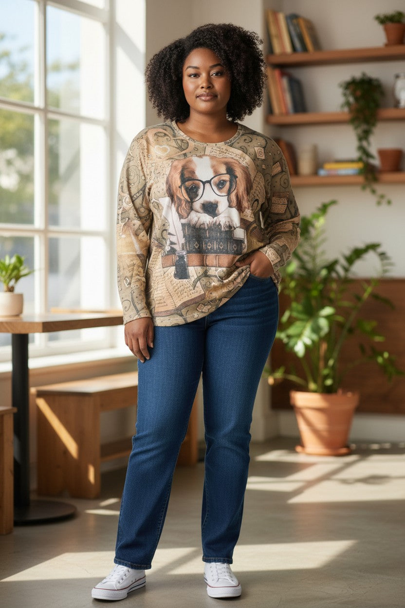 Pull imprimé chien Mobelle