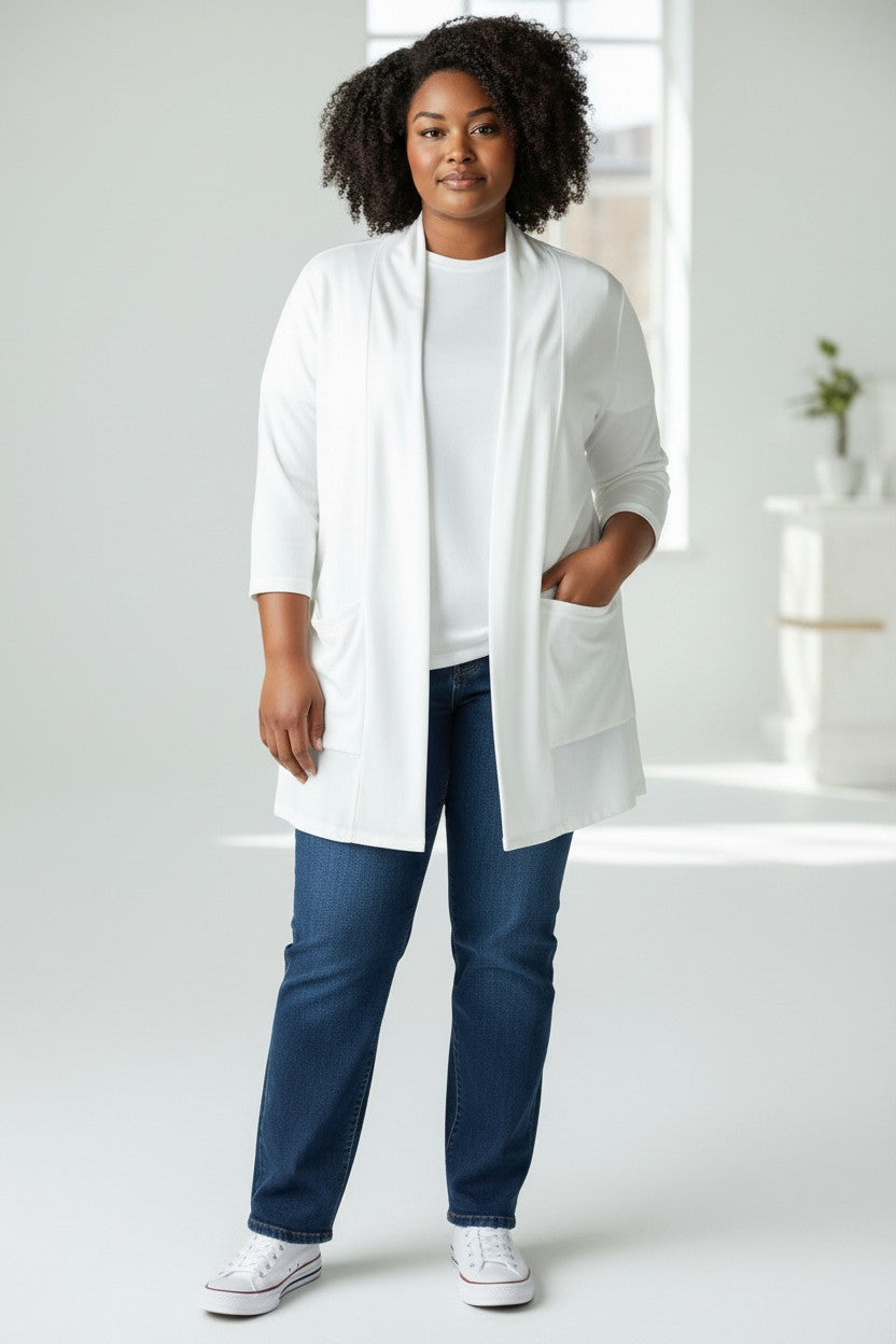 Gilet ouvert blanc Mobelle