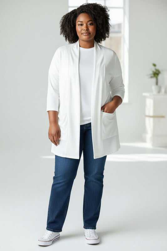 Gilet ouvert blanc Mobelle