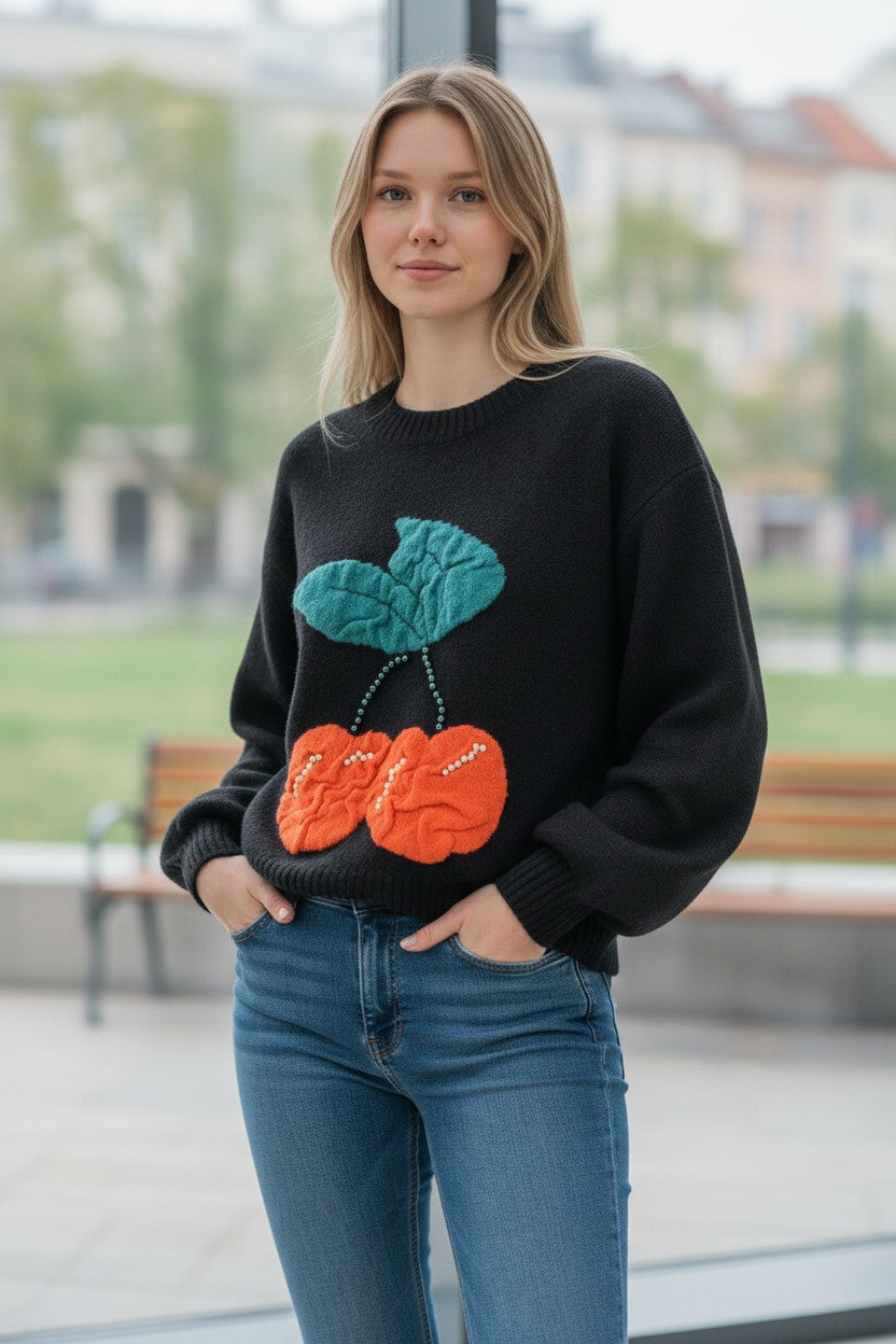 Pull laine cerise Mobelle