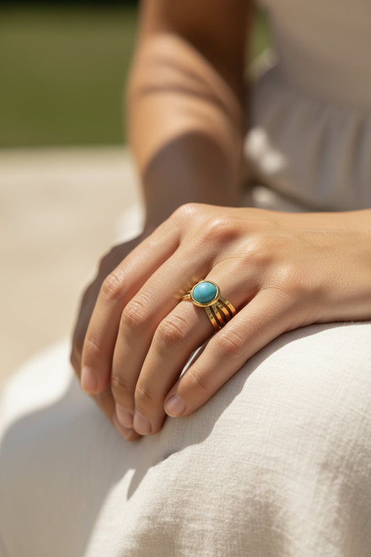 Bague perle bleu Mobelle