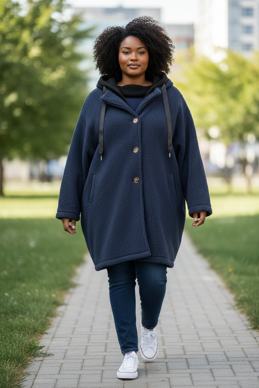 Manteau bleu à capuche Mobelle