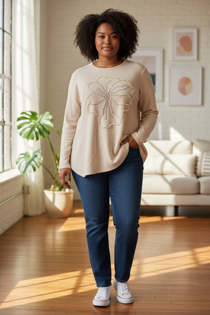 Pull Fleur perlé Mobelle