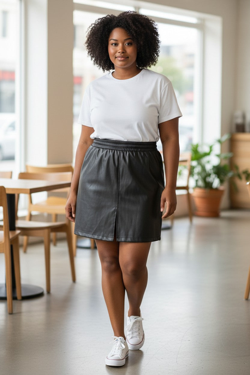 Jupe simili cuir noir Mobelle