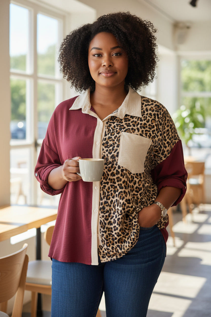 Chemise mi-léopard Mobelle