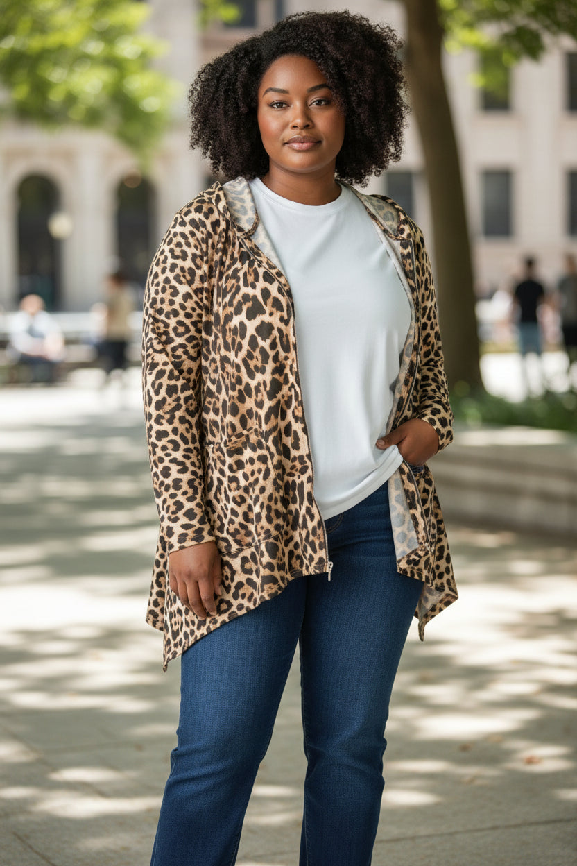 Veste léopard à capuche Mobelle