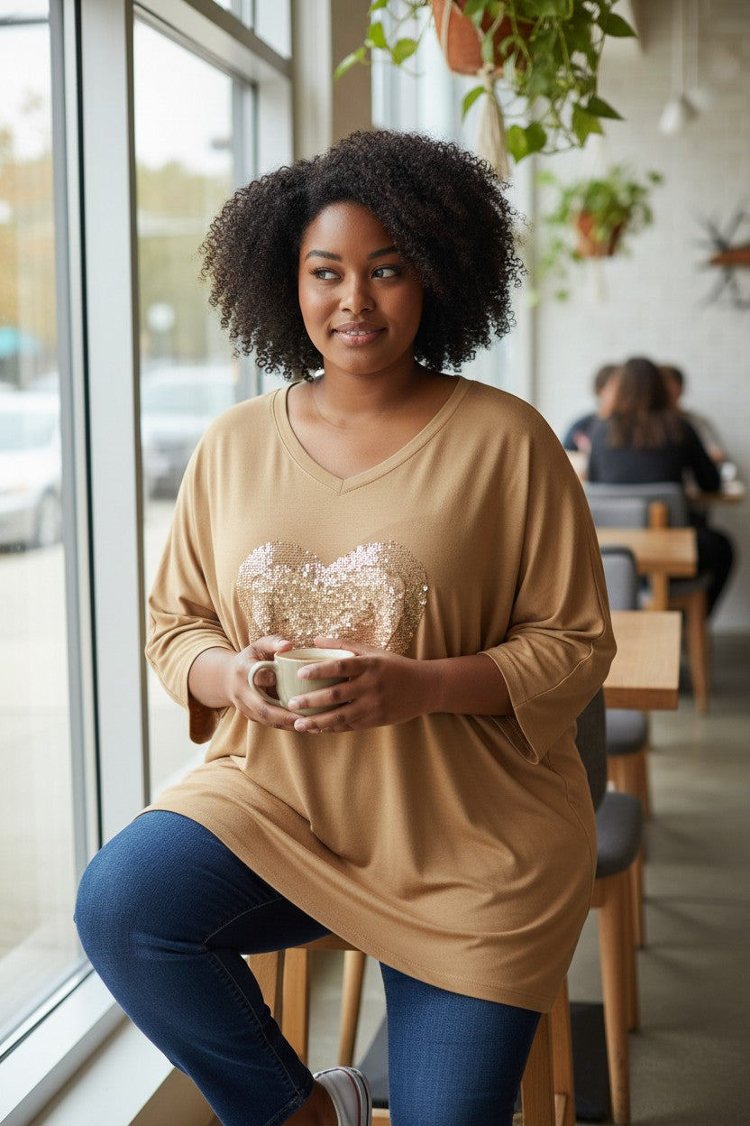 Pull coeur pailleté Mobelle