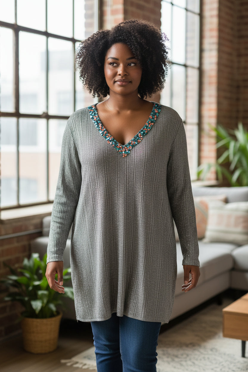 Tunique col fleuri Mobelle