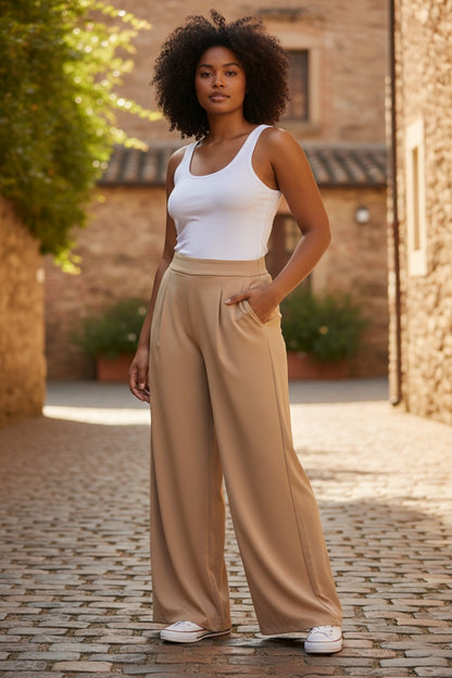 Pantalon Fluide Camel Mobelle