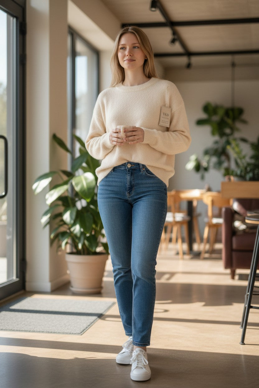 Pull uni col rond Mobelle