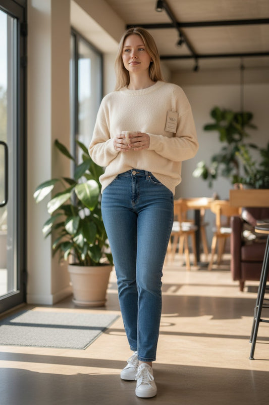 Pull uni col rond Mobelle